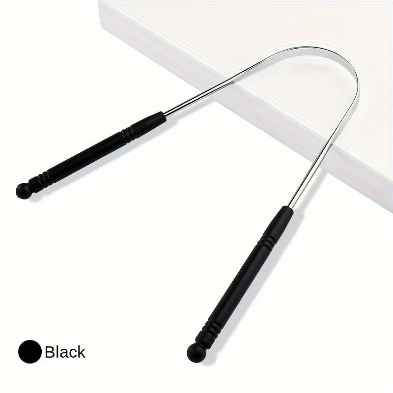 Adult Hypoallergenic Stainless Steel Tongue Scraper Multi-Color Handles Oral Hygiene