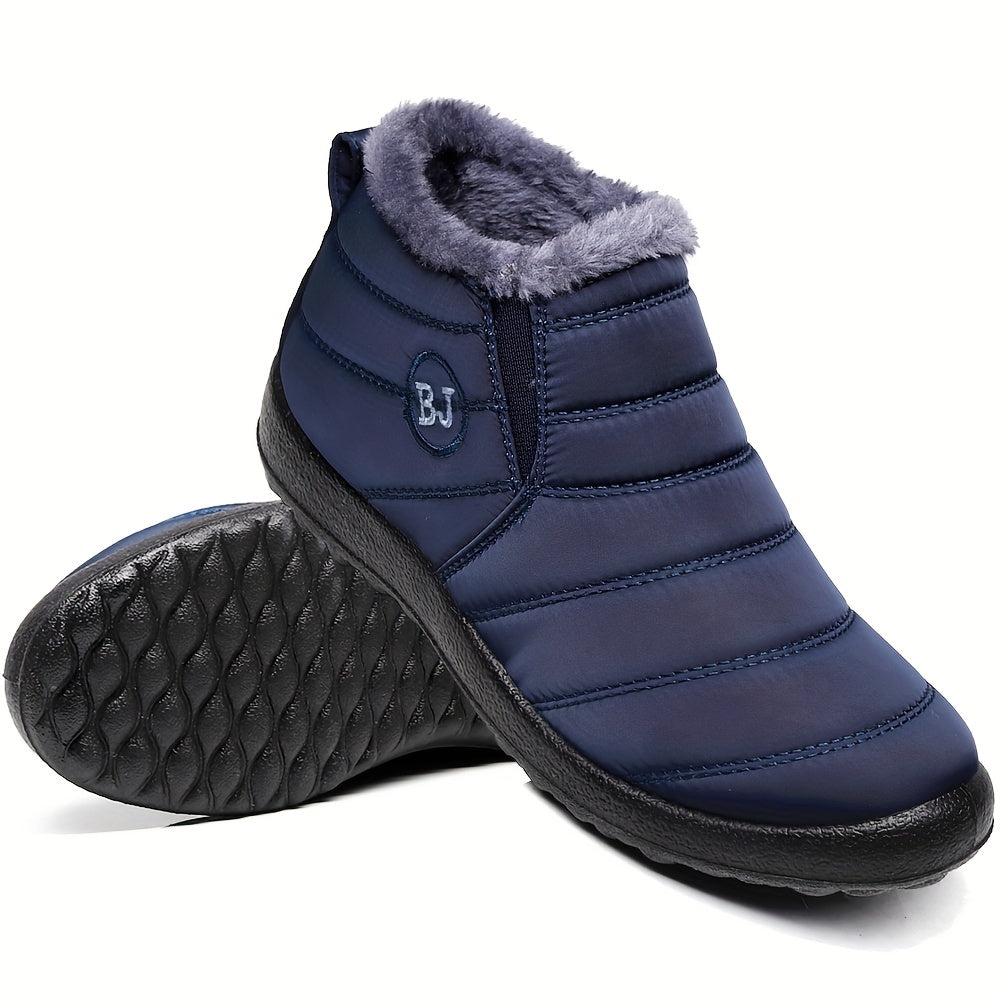 Women Men Lightweight Snow Boots Winter Anti-Slip Ankle Booties Faux Fur Lined