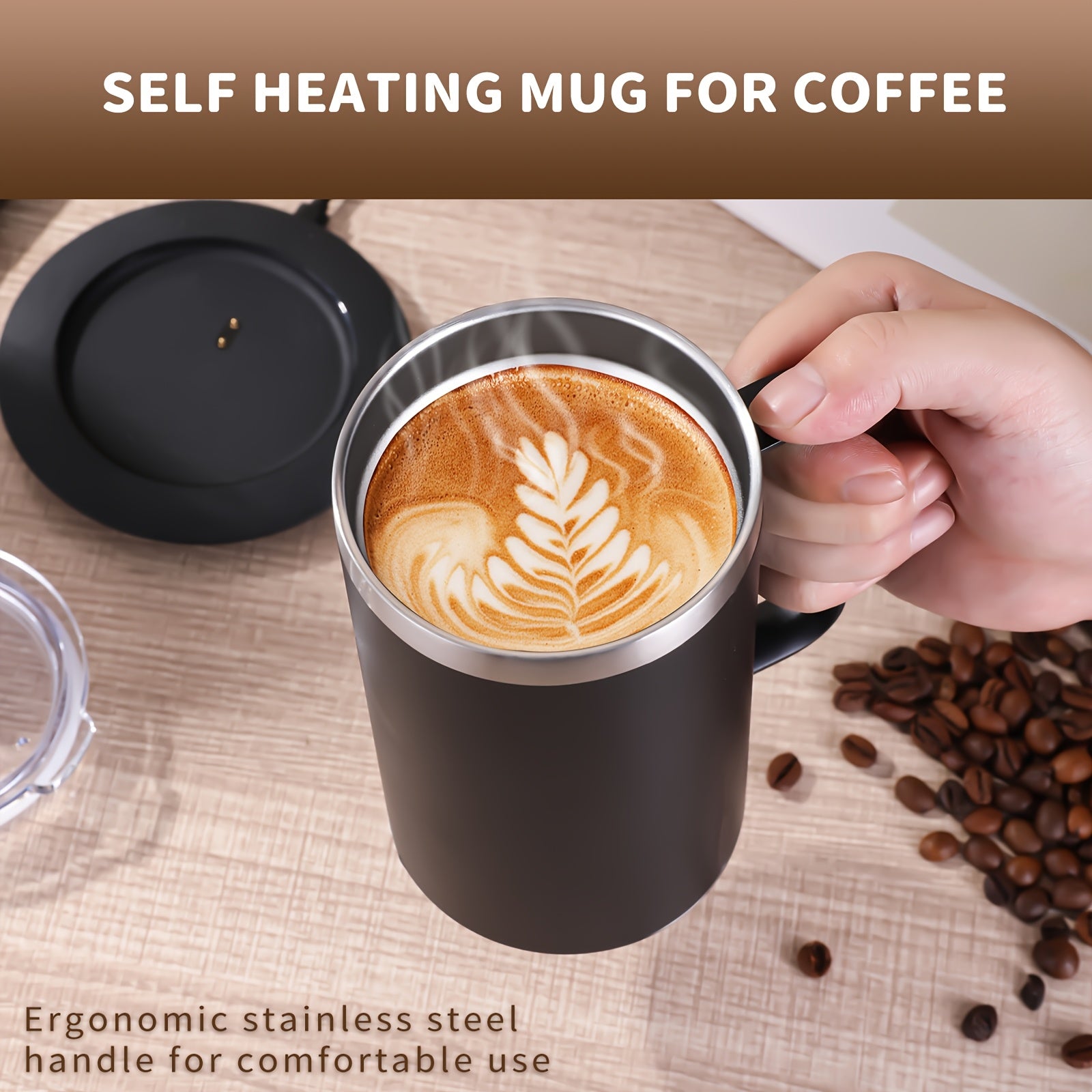USB-Powered Coffee Thermos Set with Auto-Off and Stainless Steel Mug