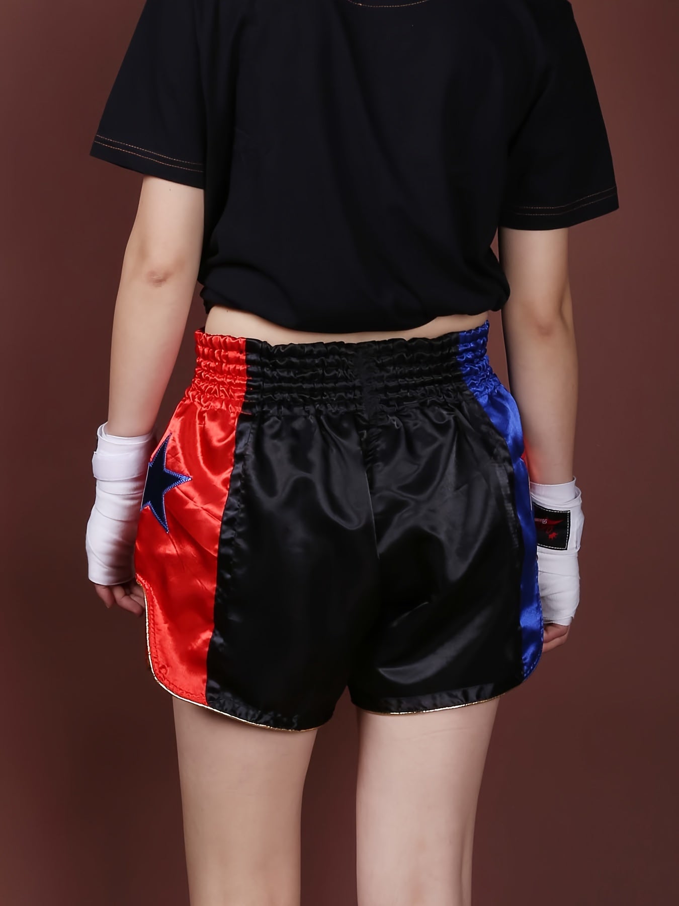 Boxing Training Shorts Lightweight Non-Stretch Polyester Padded Support for Combat Sports in Black Blue Red