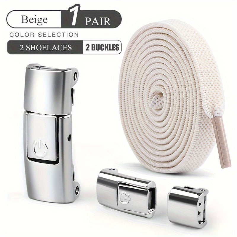 Unisex Stretch Rubber Shoe Laces Tieless Shoelaces With Buckle