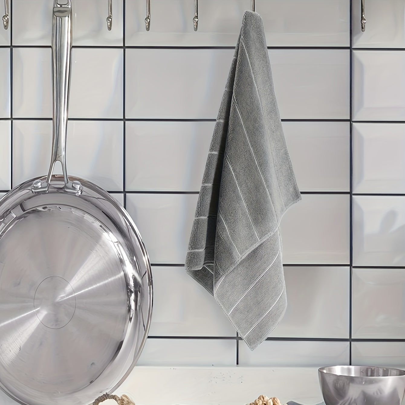 Juego de paños de limpieza en mezcla gris y blanco con tela suave, extra absorbente y de secado rápido