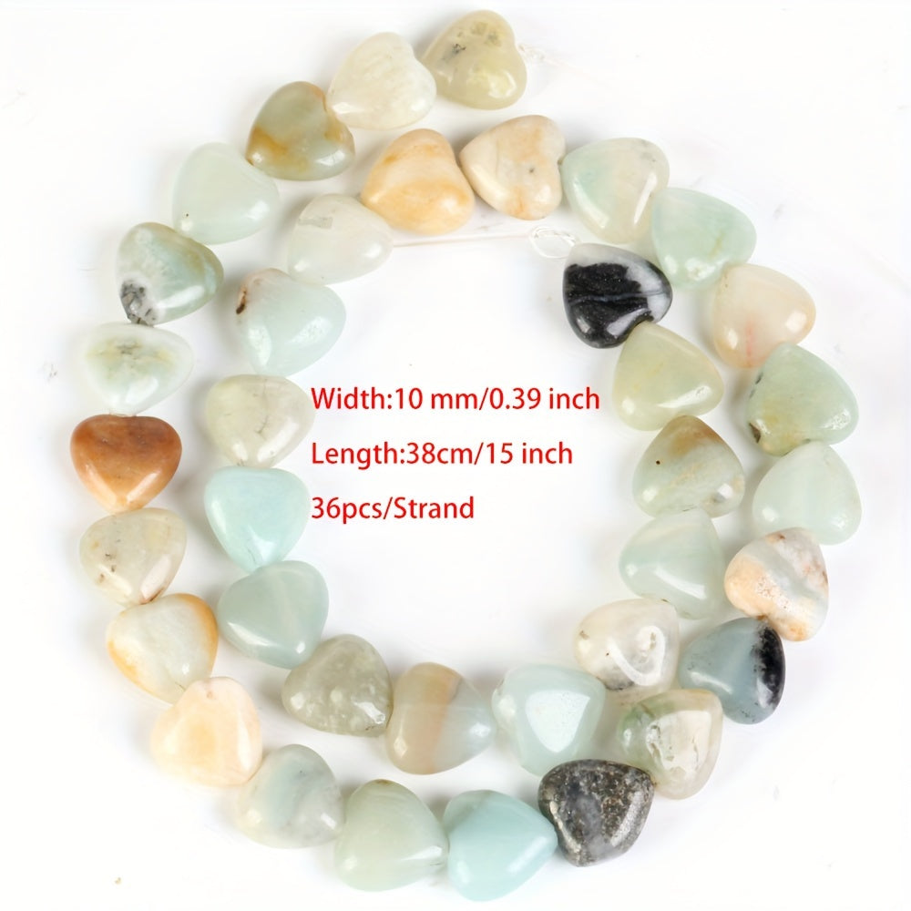 Heart-Shaped Stones Set 10mm Rose Quartz Lapis Lazuli Amazonite for Jewelry Making