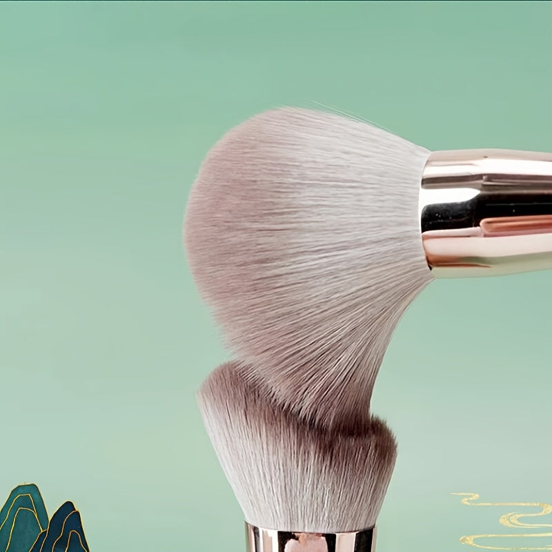14-Piece Green Makeup Brush Set for Face and Eye Contouring Blending