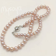 Freshwater Pearl Necklace for Women 6-7mm Round Gemstone Bridal Jewelry Wedding Gift