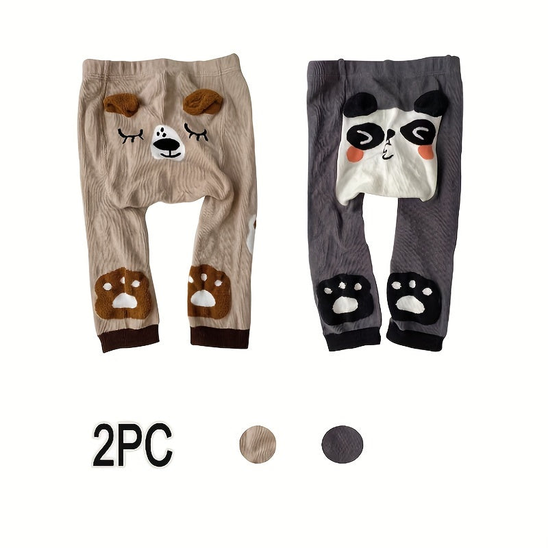 Conjunto de leggings para niños de mezcla de algodón 2 unidades, suaves, elásticos, para todas las estaciones, con dibujos animados