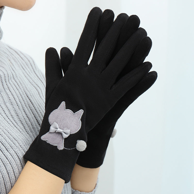 Women's Winter Gloves with Embroidery, Warm and Stylish for Cold Weather