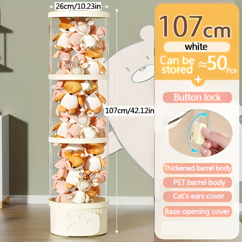 Estante de almacenamiento transparente con temática de animales, apilable, organizador de juguetes de peluche para sala de juegos y hogar