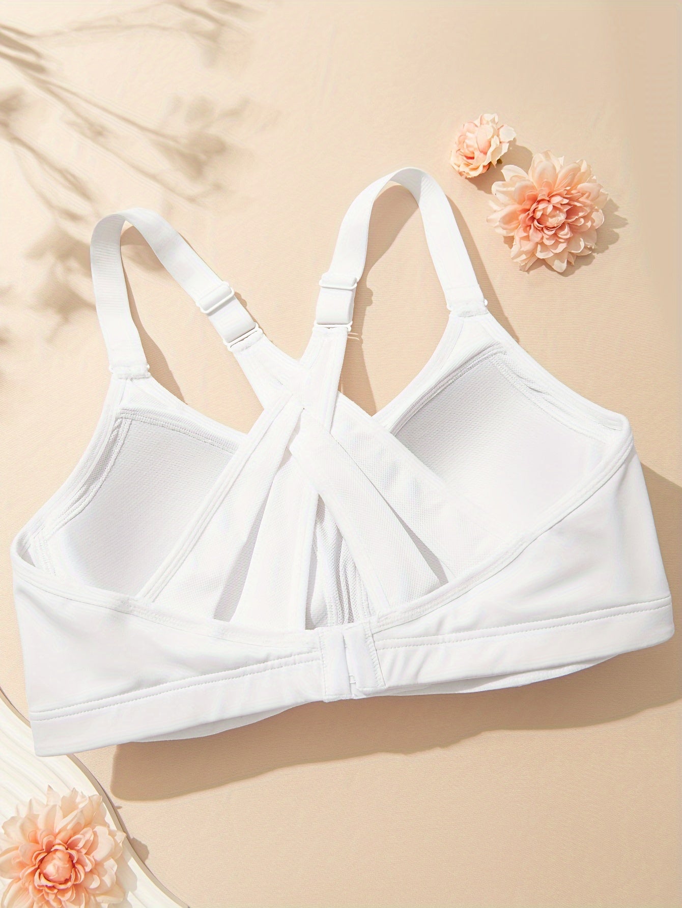 Women's Plus Size High Support Sports Bra Adjustable Cross-Back Breathable Running Fitness