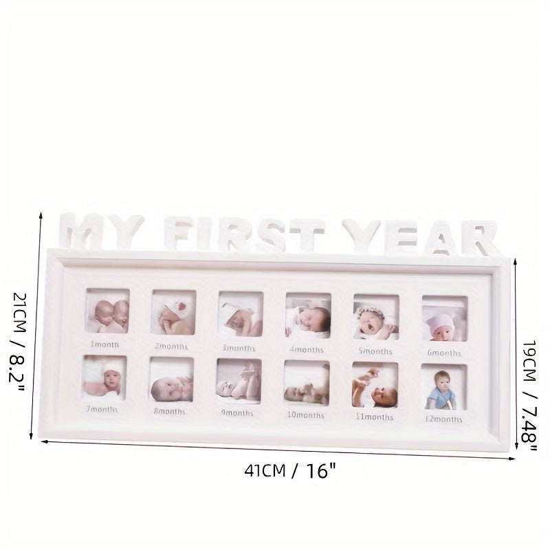 Baby Milestone Photo Frame for First Year Wall and Table Decor