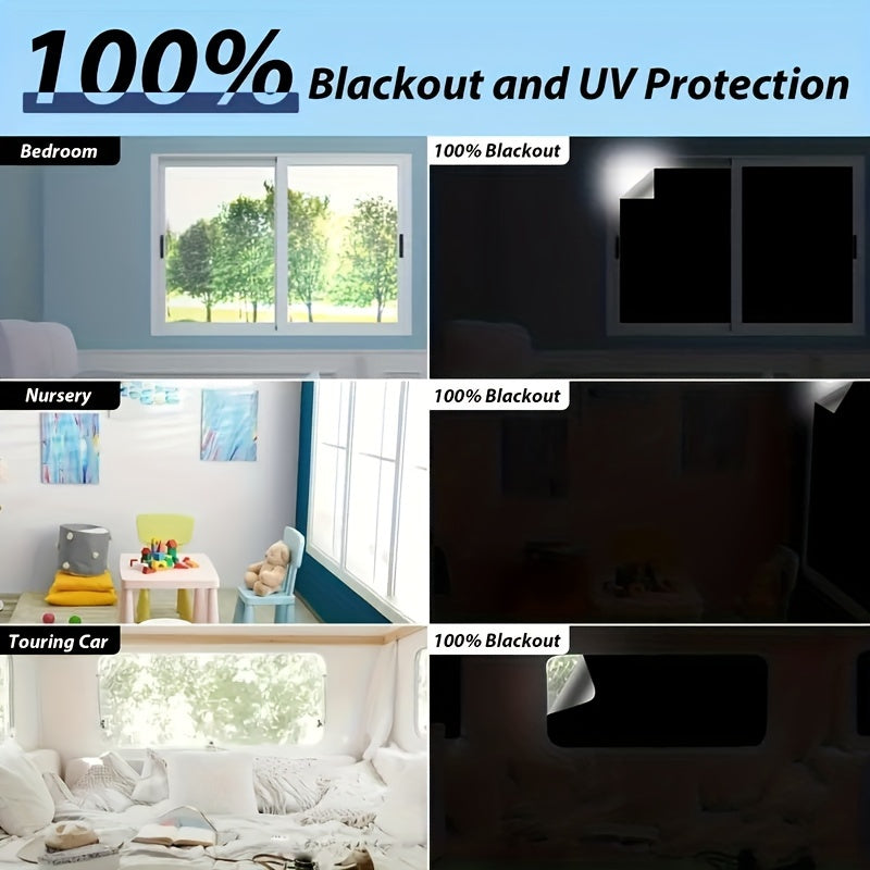 Blackout Blinds for Living Room Cordless Polyester Thermal Insulated Self-Adhesive Shades