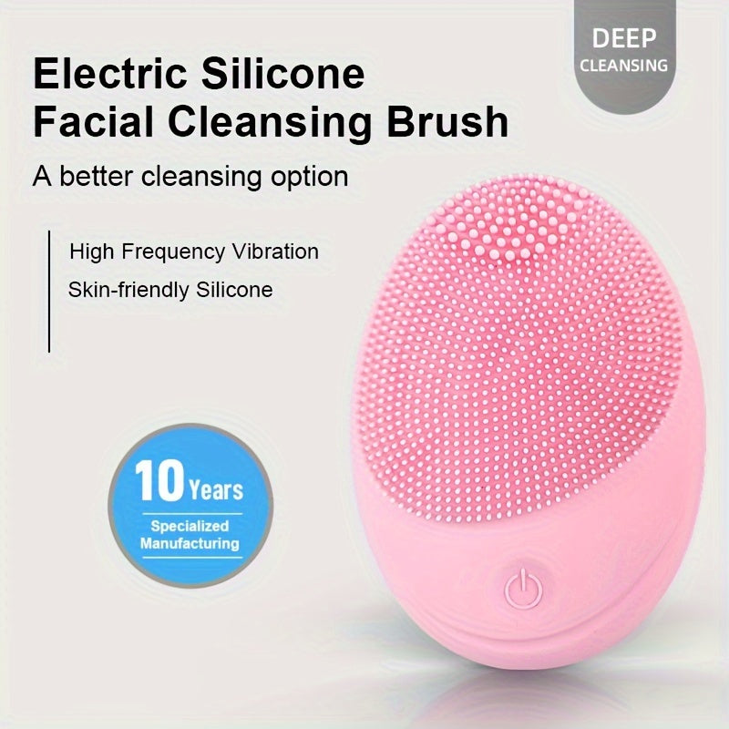 Silicone Facial Cleansing Brush with Sonic Vibration Deep Exfoliation and Massage