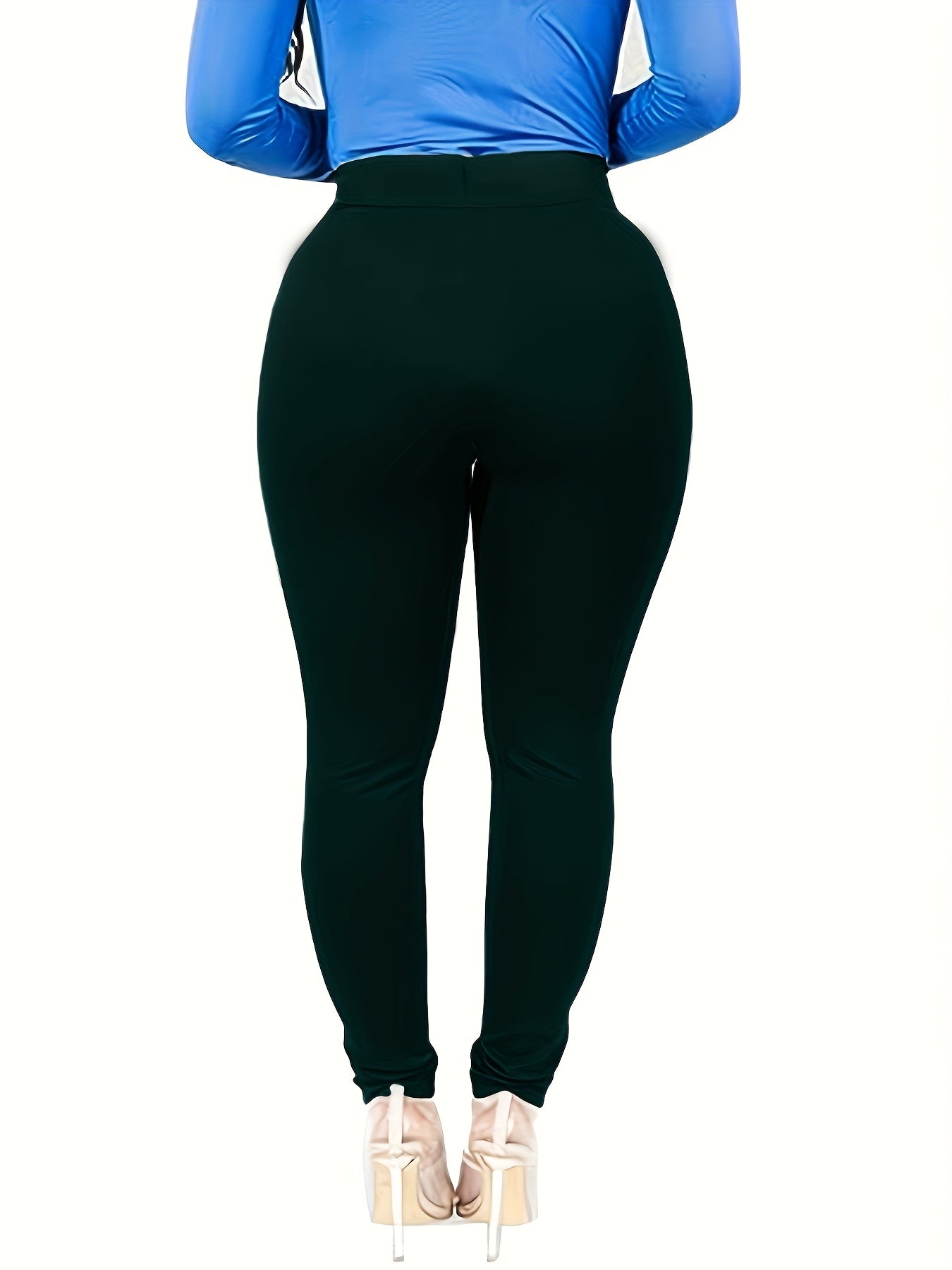 Plus Size Women’s Stretchy High Waist Pocket Leggings for Spring Fall