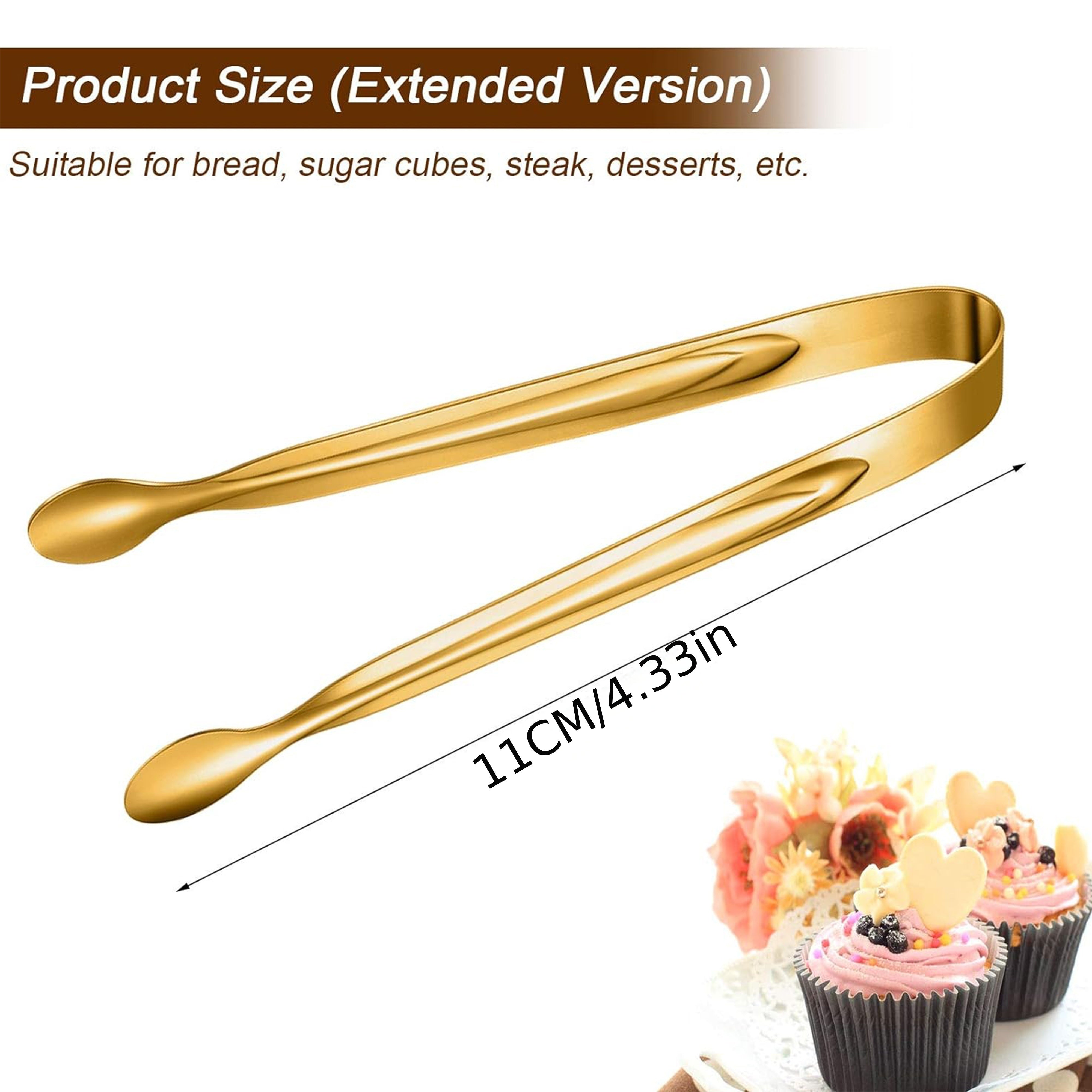 Set of 6 Stainless Steel Mini Serving Tongs for Appetizers, Sugars, and Ice