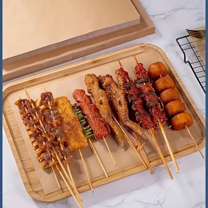 100 листов небелой пергаментной бумаги, предварительно нарезанных для выпечки, приготовления пищи, гриля, жарки и приготовления на пару в домашней кухне.