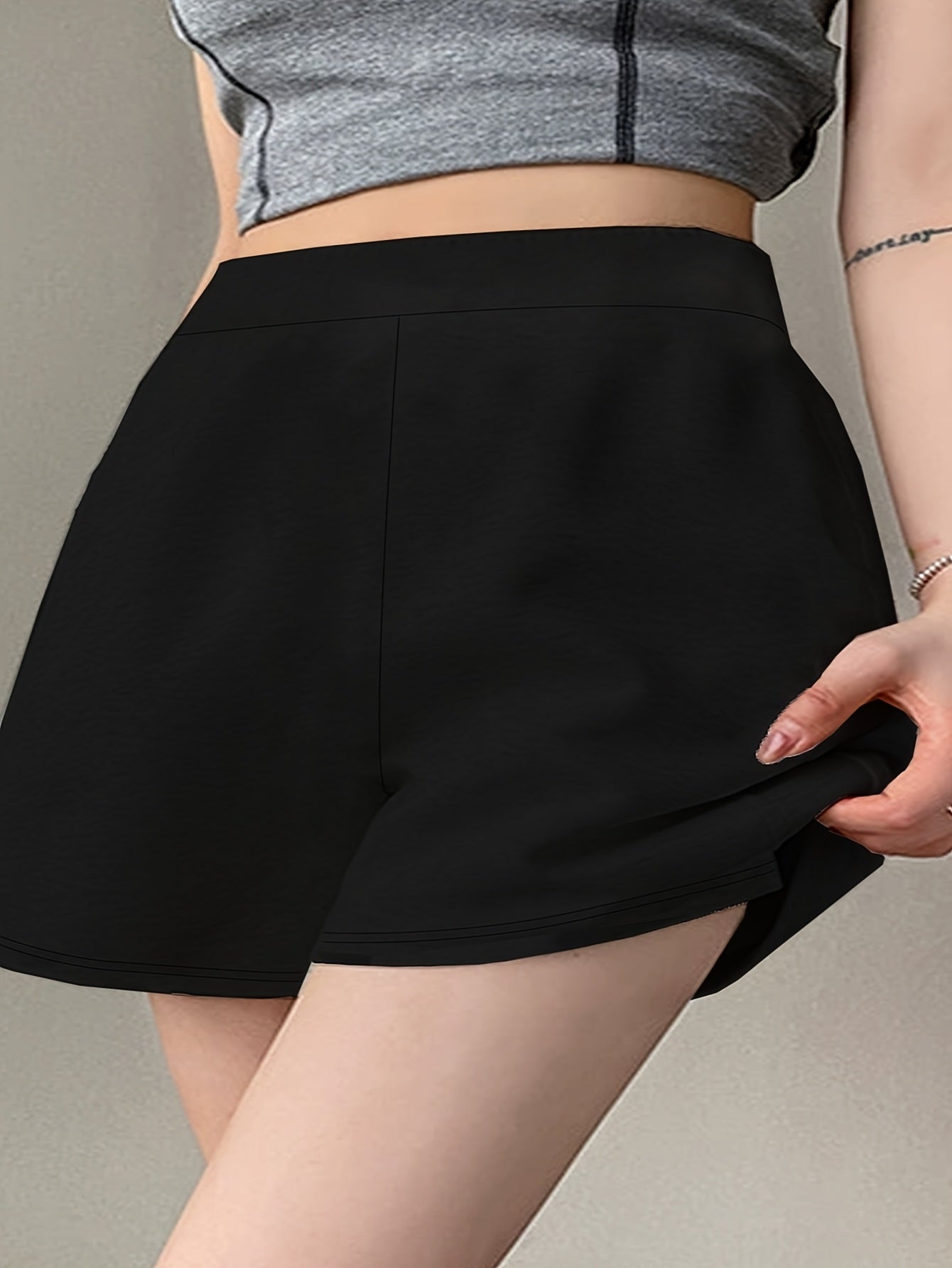 Plus Size Elastic Loose Pants Black Straight Leg Shorts Summer Comfortable Clothing