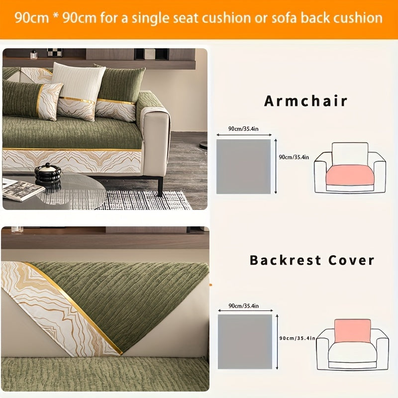 Chenille Sofa Cover for All Seasons Pet-Friendly Non-Slip Fits 1-4 Seater L-Shaped Contemporary