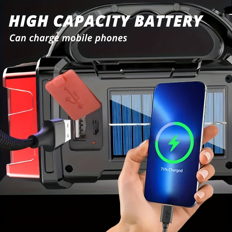 Multi-Function LED Flashlight with Solar USB Rechargeable 1500mAh Ni-MH Battery