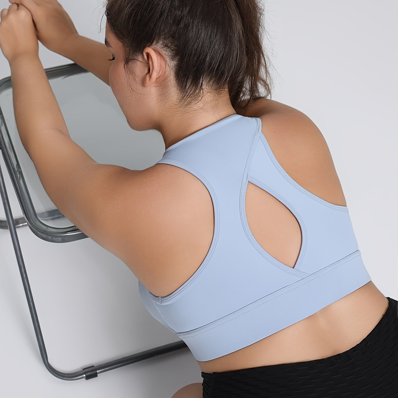 Спортивный бюстгальтер больших размеров с высокой поддержкой и молнией, перекрестная спина, черный