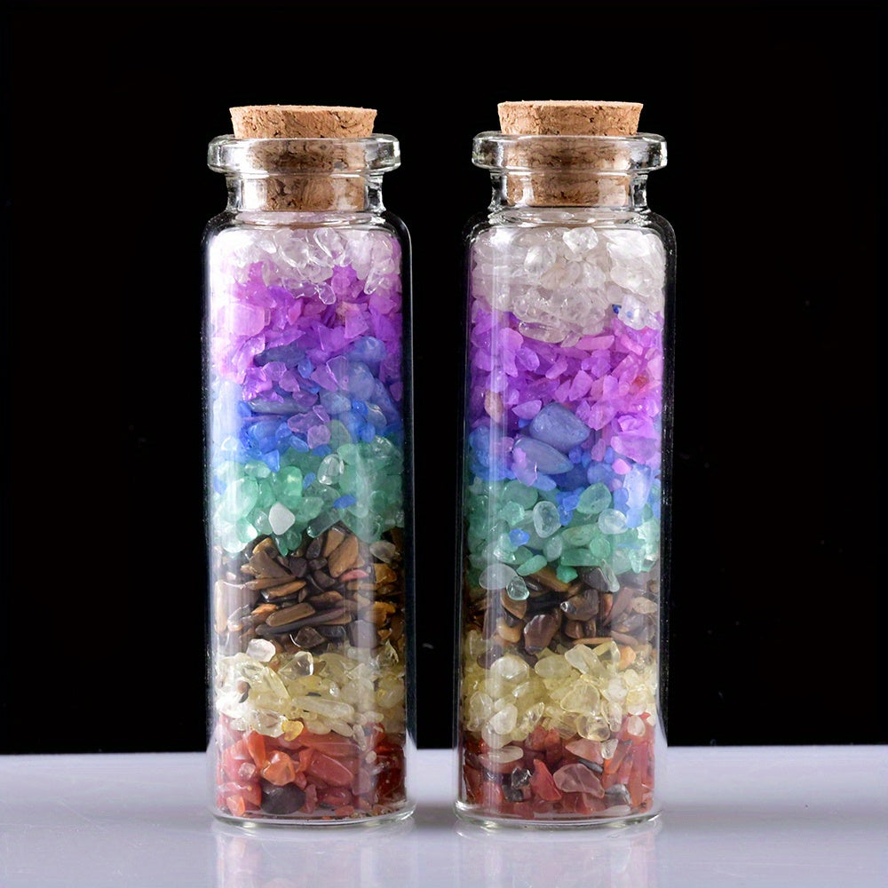 Botella de deseos de cristal con cristales naturales y árbol de la suerte para meditación y decoración