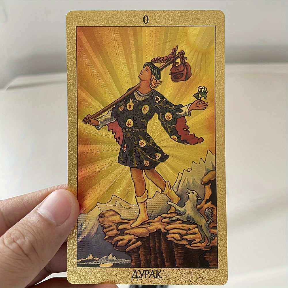Russian Golden Tarot Deck 78 Cards with Russian Paper Guide Book for Divination