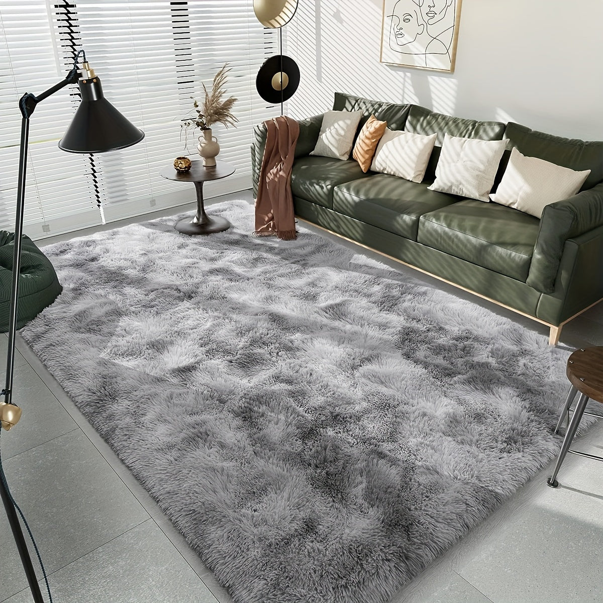 Light Gray Tie-Dye Plush Area Rug for Indoor Living Rooms and Bedrooms Multiple Sizes