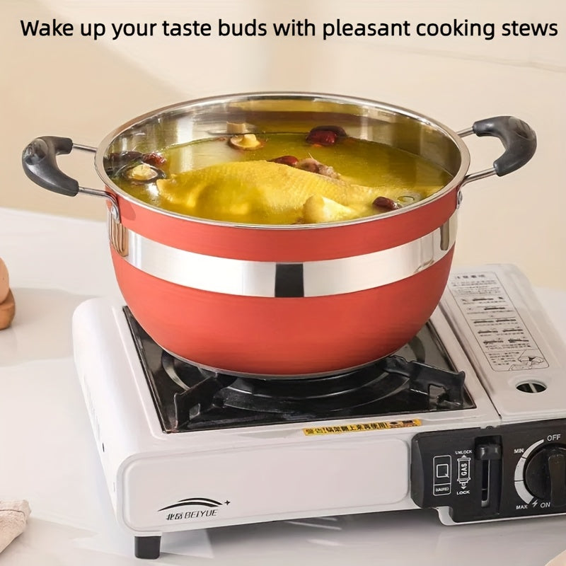 Qizil zanglamas po'latdan yasalgan 13 dona idish-to'plam - Barcha plitalar uchun yopishqoq va issiqqa chidamli idishlar - Qovurish panasi, sosli idish va katta idish bilan to'liq - Sizning oshxonangizga zarur, mustahkam va ko'p funksiyali qo'shimcha