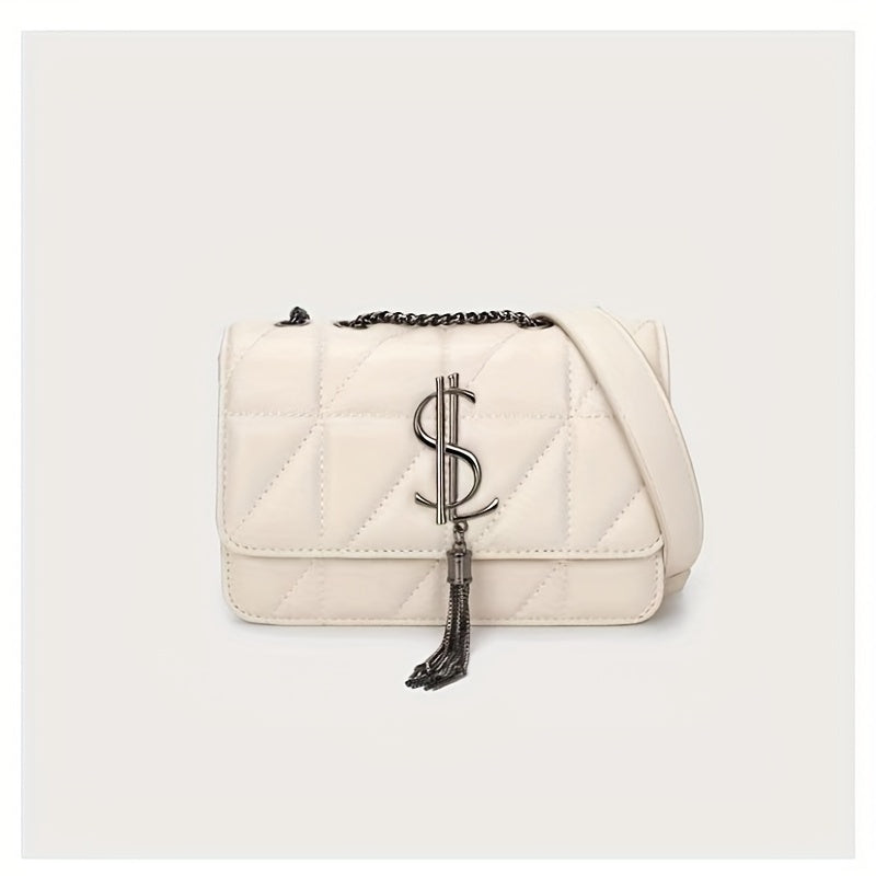 Urban Tartan Embroidered Messenger Bag with Tassel and Magnet Closure