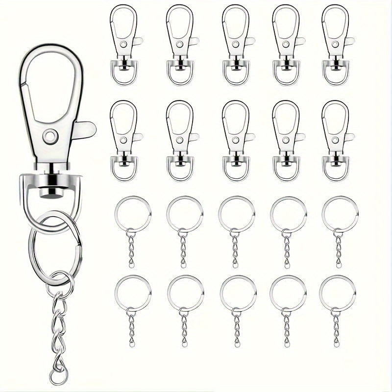 Set of 30 Plush Ball Keychains with Swivel Hooks and Chain for DIY Jewelry and Gifts