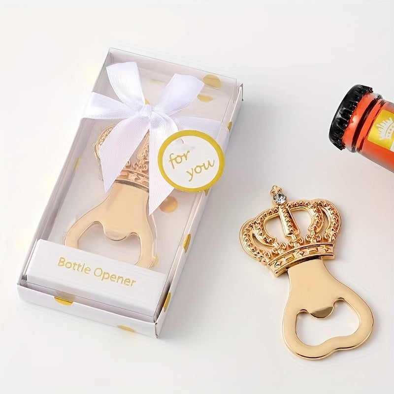 Gold Crown Bottle Opener Set for Parties and Gifting Durable Metal