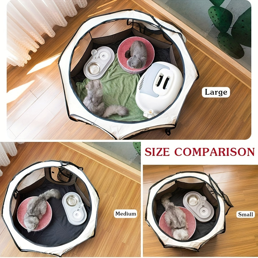 Foldable Cat Tent Bed with Paw Print Design, Polyester, Indoor Outdoor Use