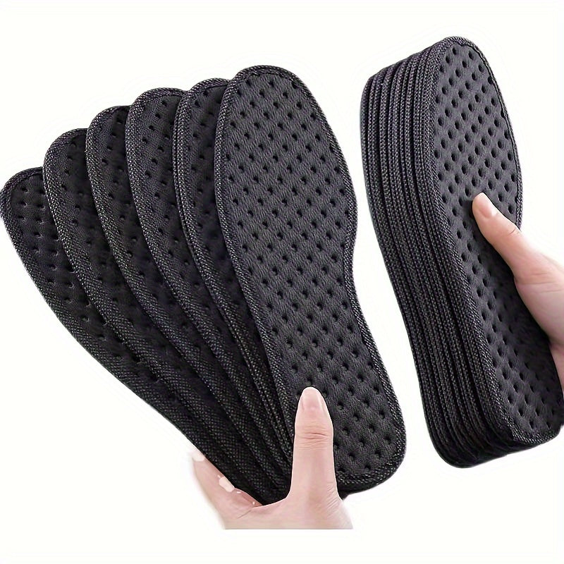 Unisex Perforated Insoles Black Shock-Absorbing Breathable Cushioned