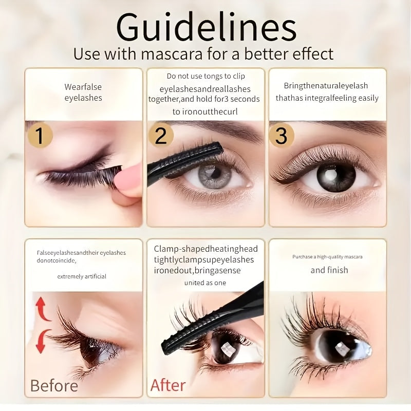 Electric Eyelash Curler with Heating Brush USB Rechargeable 3 Temperature Settings Portable Travel