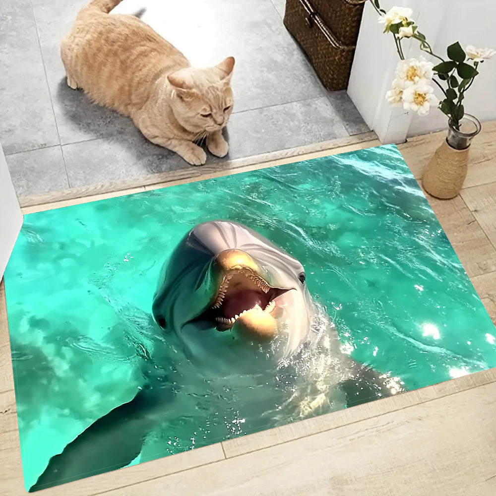 Jonli Shark Okean Ssenariy Oshxona mato Qattiq yopishmaydigan Polyester turar joy mato