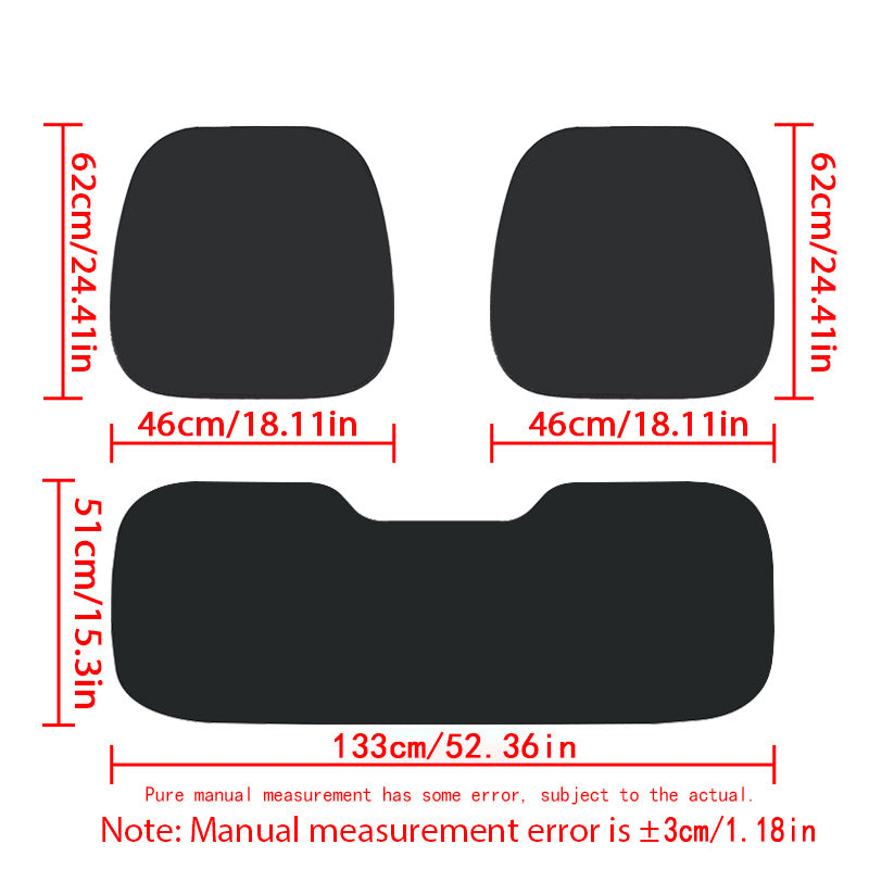 3pcs Polyester Fabric Car Seat Covers Universal Rear Breathable All-Season