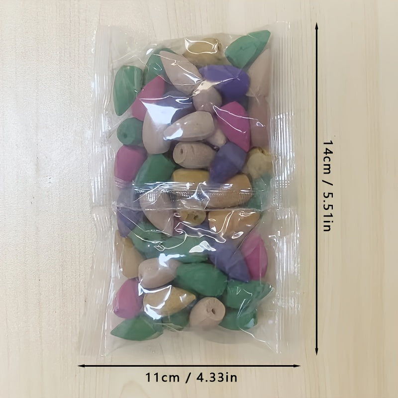 Set of 60 Natural Waterfall Incense Cones with Reflux Tower Burner for Home Purification