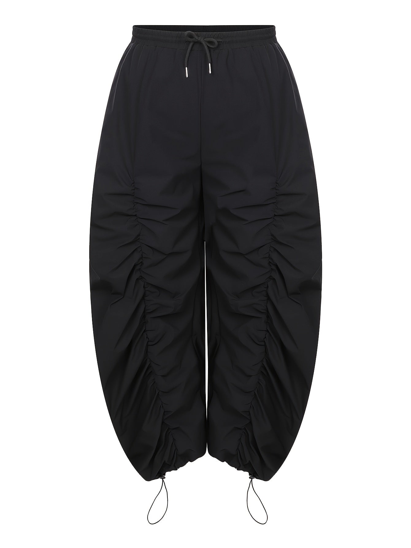 Pantalones cargo de talla grande para mujer en color verde oliva con bolsillos y cintura con cordón