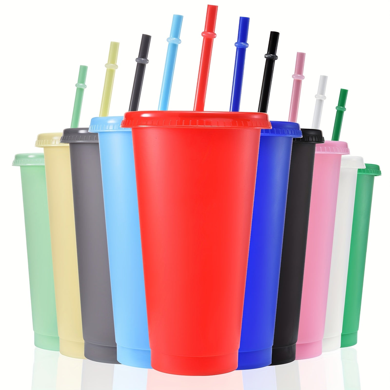 10-Pack 24oz BPA-Free Plastic Tumbler Cups with Lids and Straws for Travel and Parties
