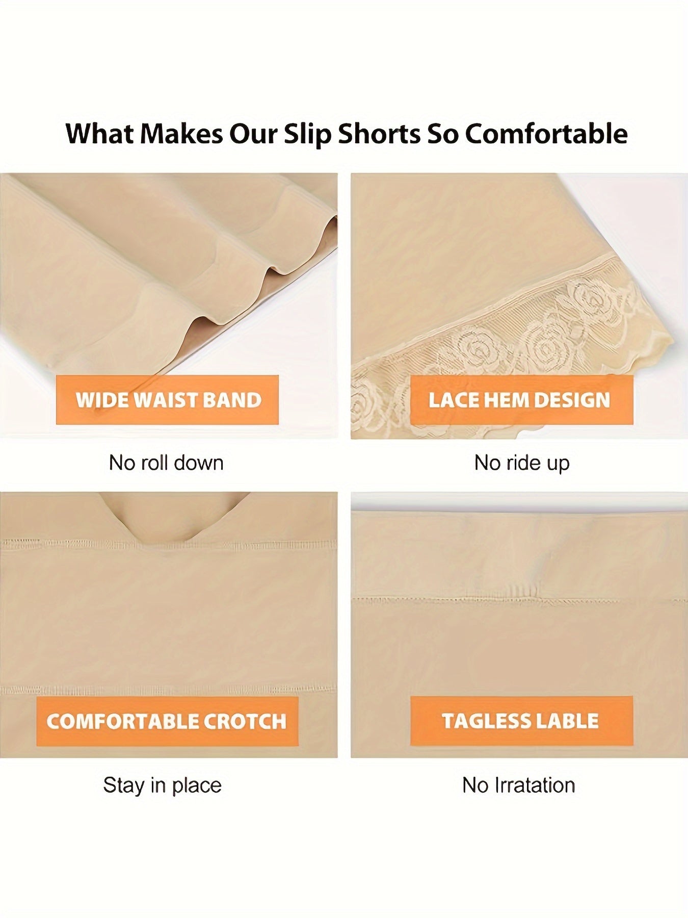 Women's Seamless High-Waist Chub Rub Shorts Anti-Chafing Lace Trim Nylon Elastane