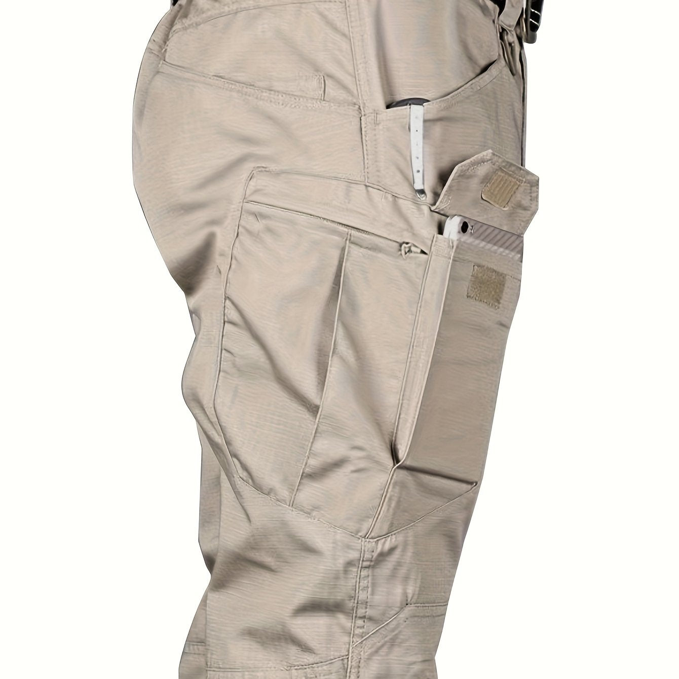Men's Water-Resistant Polyester Tactical Work Pants with Multiple Pockets