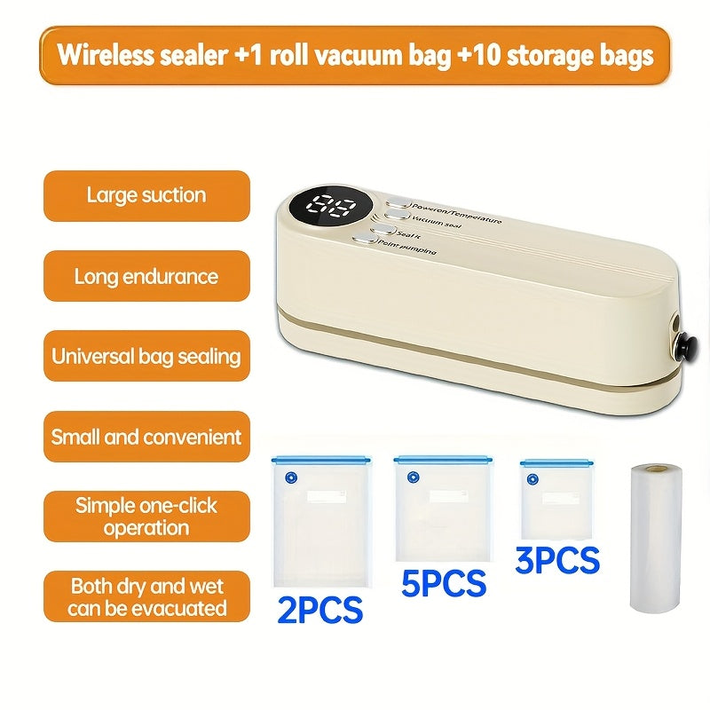 Ko‘p funksiyali avtomatik oziq-ovqat yopishtiruvchi, portativ simsiz vakuum yopish uchun snack sumkasi yopishtiruvchi