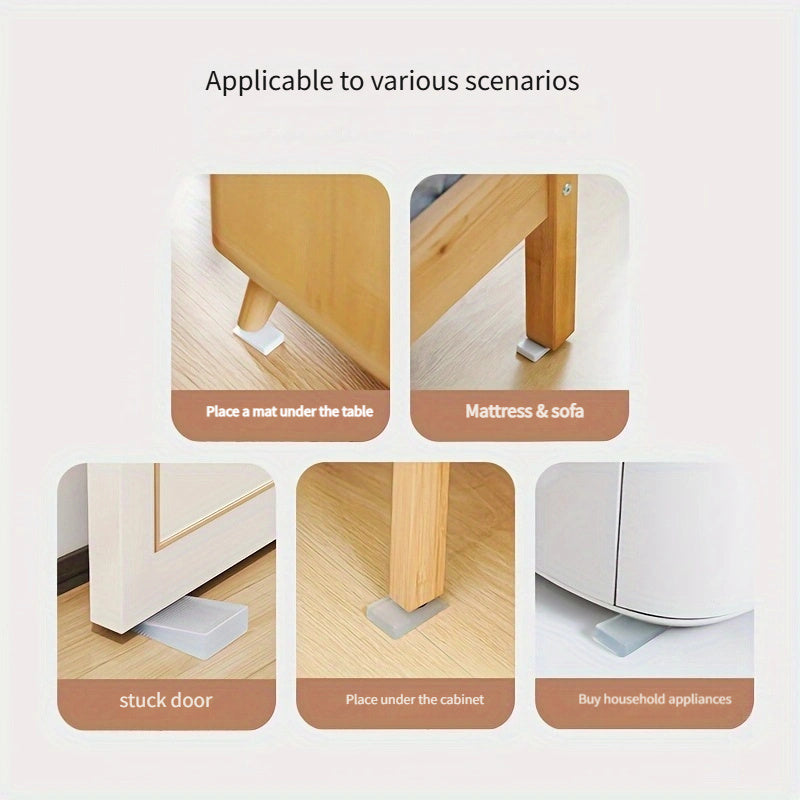 4 ta PVC mebel balandligini sozlash shimlari to'plami - notekis pollar uchun sozlanadigan qiyshiq bloklar, shkaflarda balandlikni sozlash uchun uchburchakli bloklar