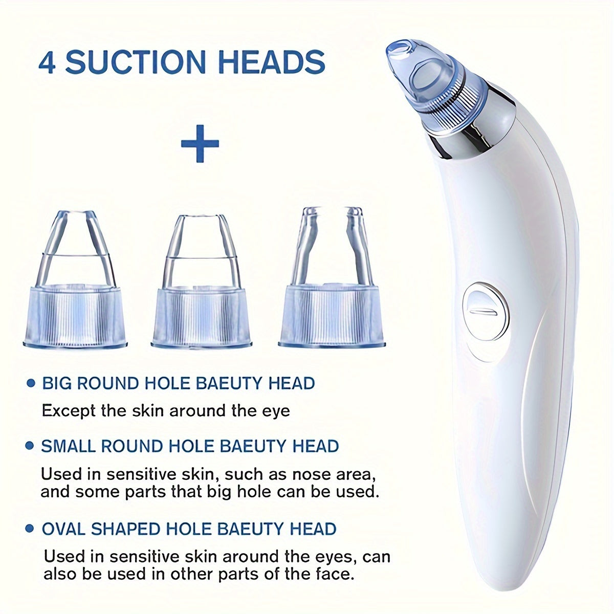 Portable Blackhead Remover Tool with 4 Probes for Pore Cleansing and Acne Treatment
