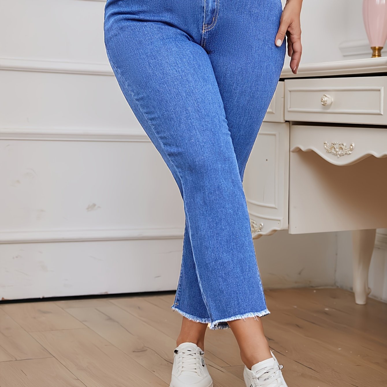 Plus Size High-Rise Tapered Jeans Stretch Denim Casual All-Season