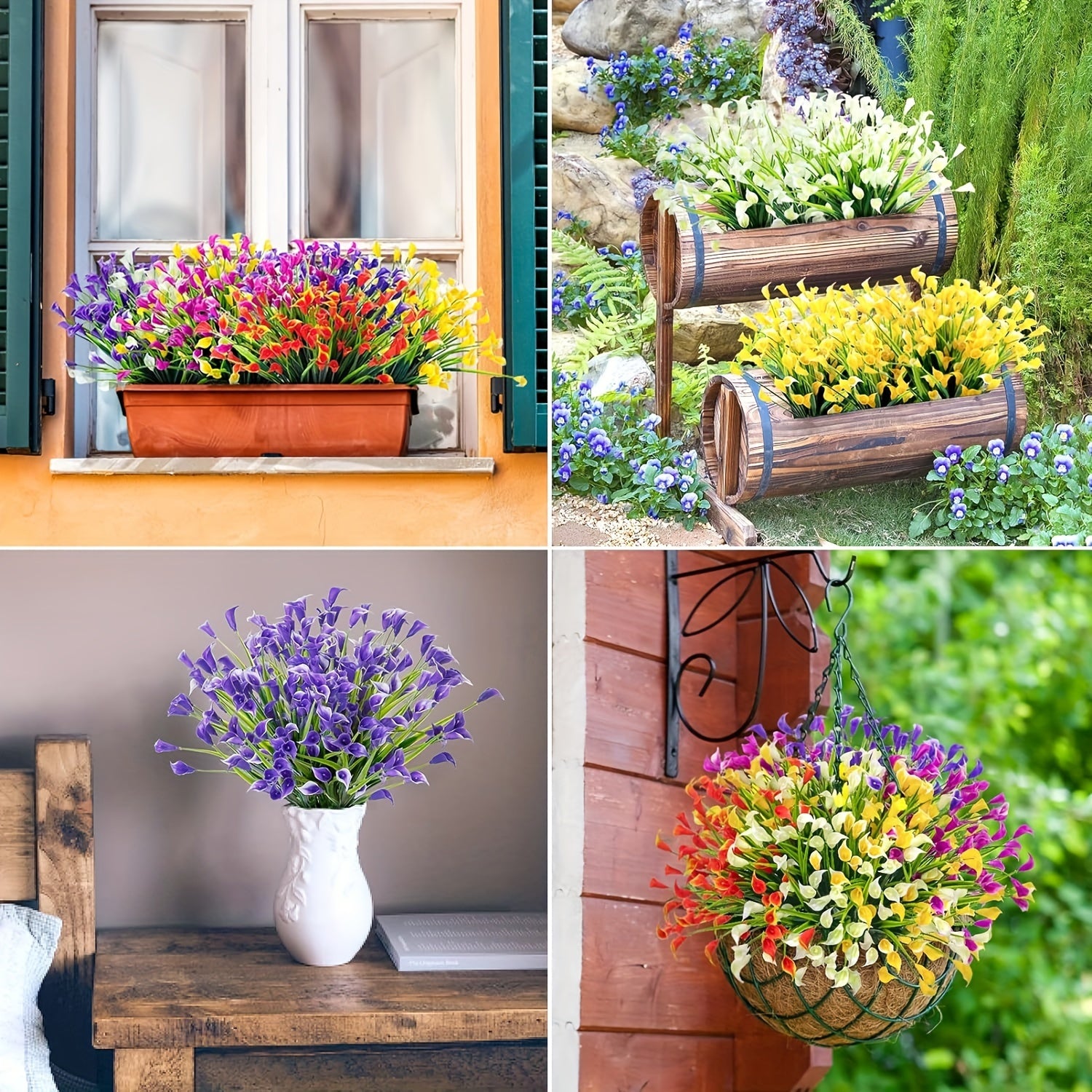 8 Bundles Artificial Water Lily Flowers UV Resistant Non-Fading for Indoor Outdoor Decor