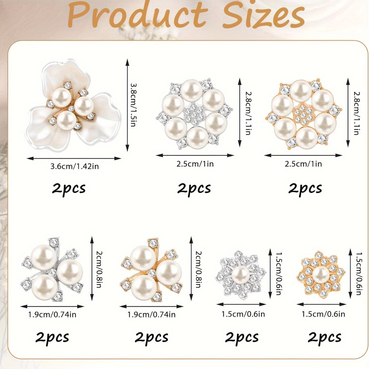 Vintage Pearl Flower Buttons and Crystal Rhinestone Brooches for Wedding and Craft Decor