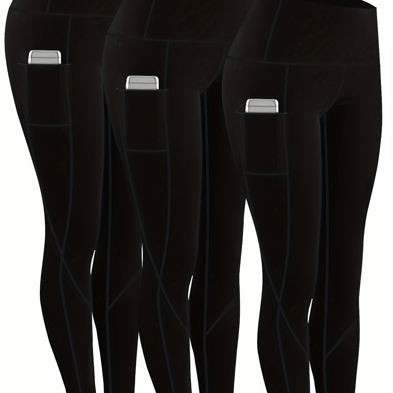 Plus Size Women's Yoga Leggings Set with Pockets High Stretch Spandex