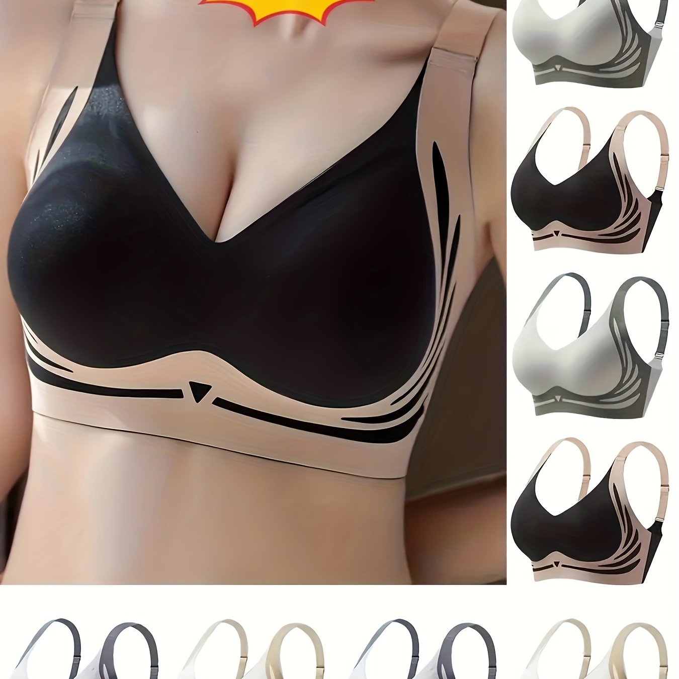 Women's Plus Size Wire-Free Sports Bra with Lift Support for Running