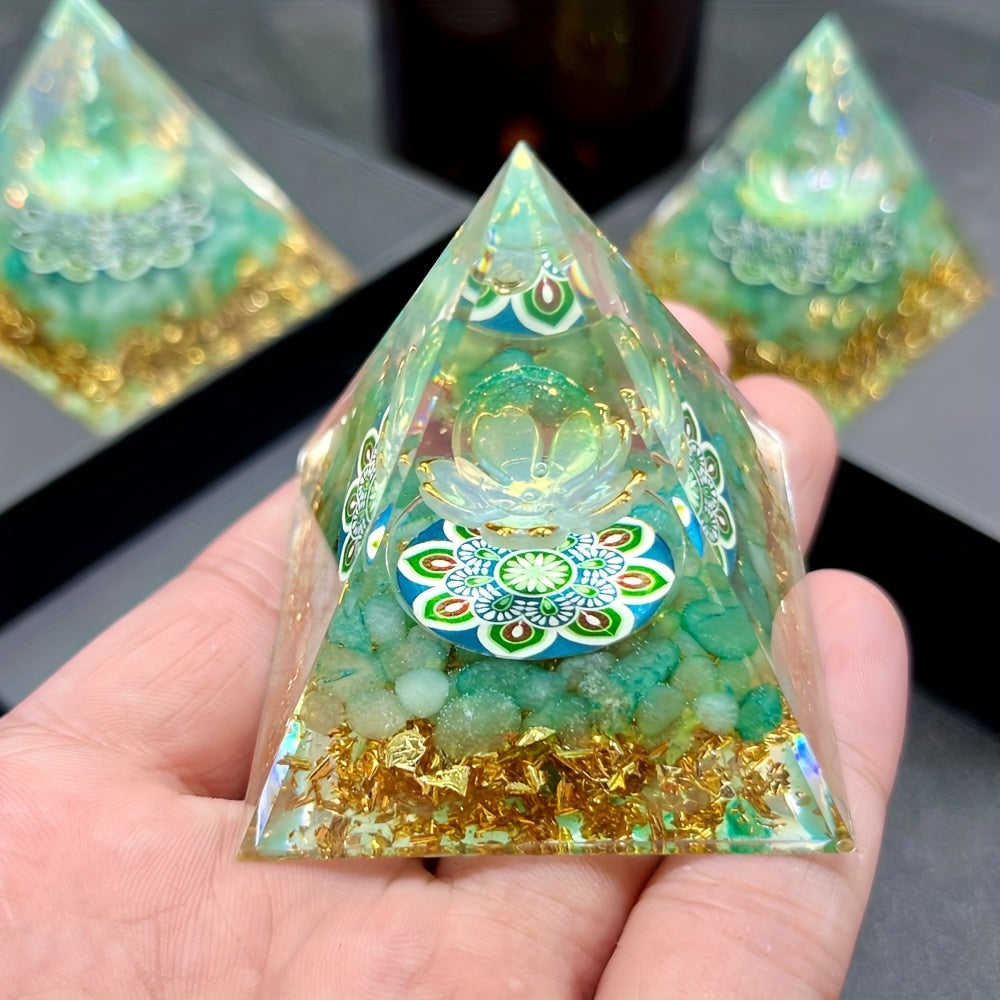 Pirámide de cristal de aventurina verde para la suerte y vibraciones positivas, talismán de energía de piedra natural, decoración para el hogar y coche, regalo