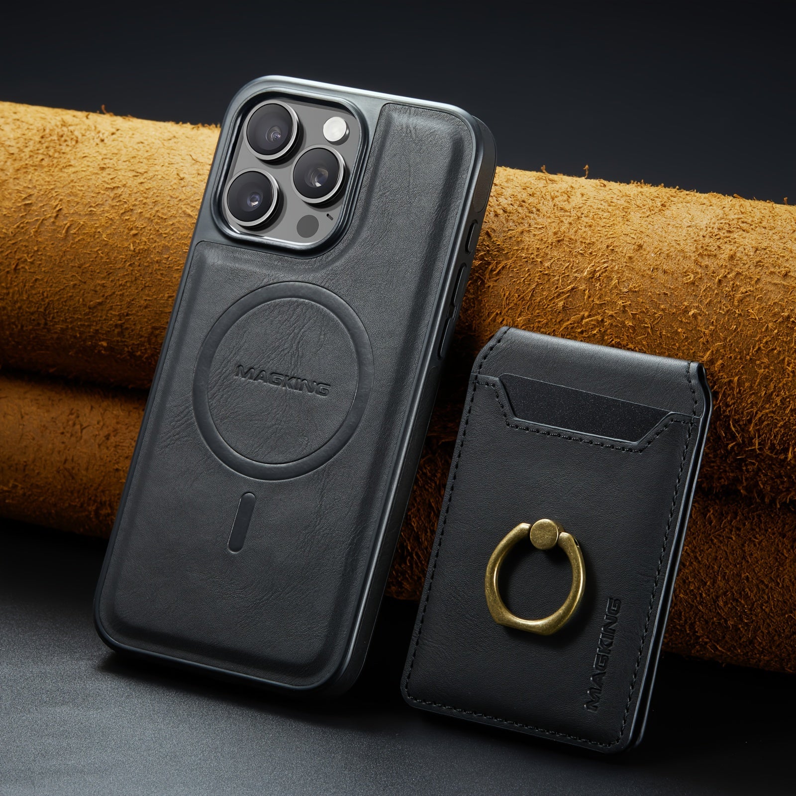 Detachable Faux Leather Phone Case with Magnetic Card Slots Kickstand RFID Blocking for iPhone 12-16 Pro Max Plus